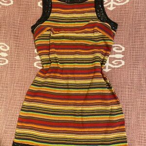 Free People Red and Yellow Sheath Mini Dress